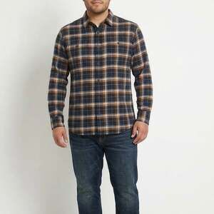 Vans Off The Wall Banfield III Plaid Flannel Shirt Navy Orange Men's Large